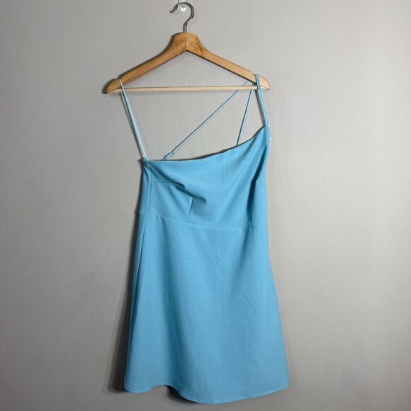 Abercrombie & Fitch One Shoulder Mini Dress Skort Women's Medium Tall Blue NWOT - Picture 4 of 16
